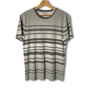 Express Gray Striped 100% Cotton Breathable T-Shirt